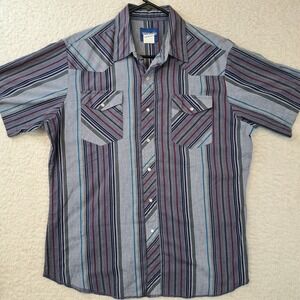 Wrangler Western Shirt Mens Large Plaid Snap Button Up Short Sleeves